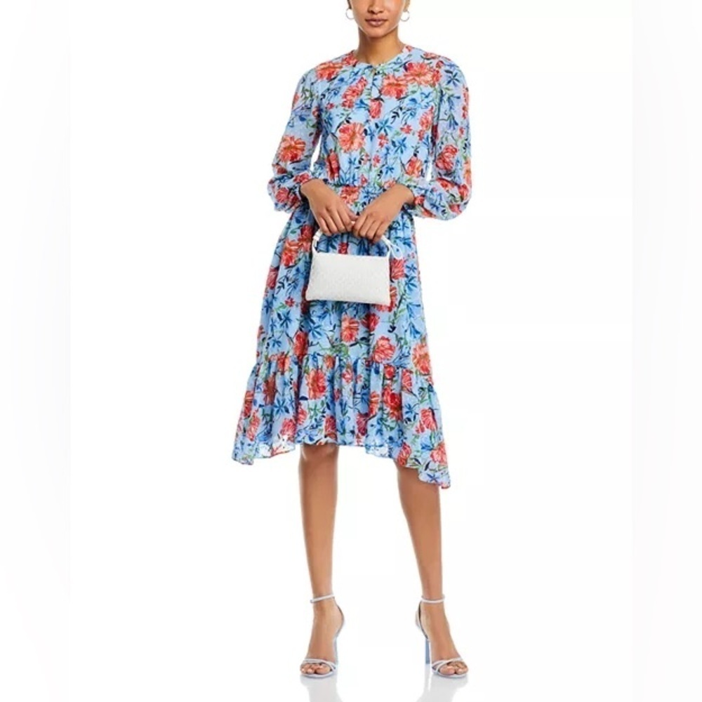 TAHARI Floral Empire Waist Modest Church Water Garden Dress Size XL NWT - Picture 3 of 11